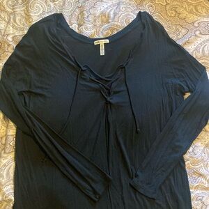 Black long sleeve lace up front worn twice